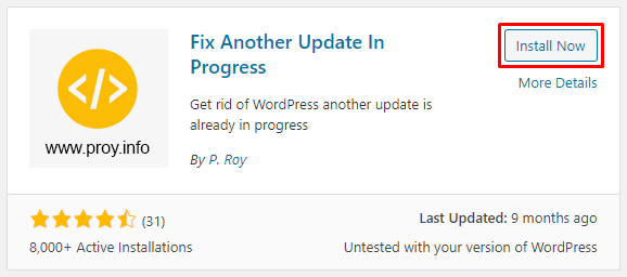 Fix Another Update In Progress Plugin